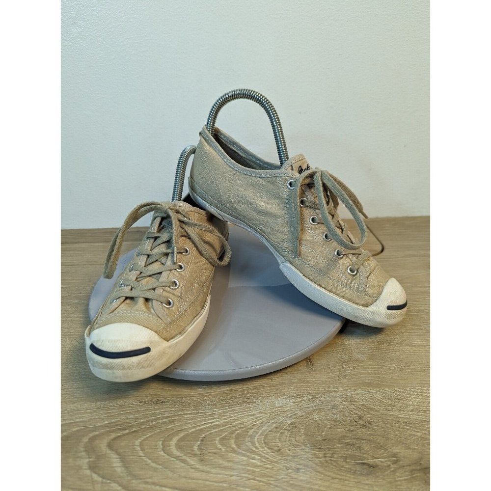 Converse Jack Purcell Tan White Canvas Low Top Casual Sneakers 540345C size 7.5 - Picture 1 of 10